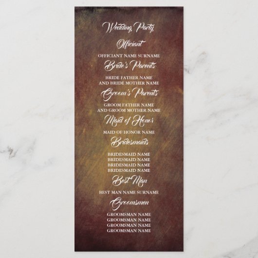 Hochzeitsprogramme mit roter Blumenlaterne Programm (Rückseite)