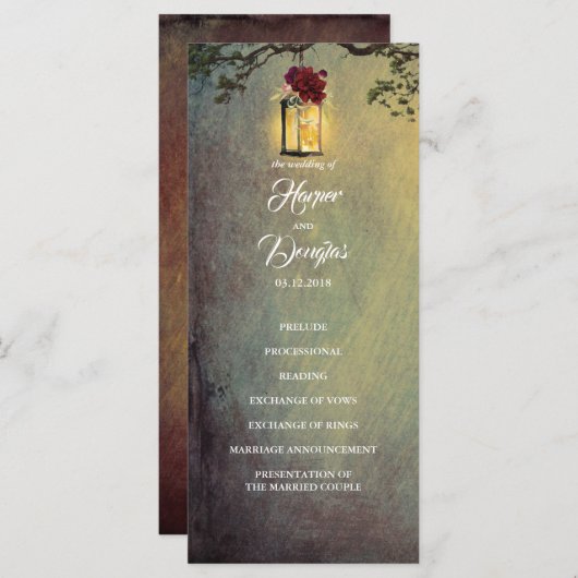 Hochzeitsprogramme mit roter Blumenlaterne Programm (Vorne/Hinten)