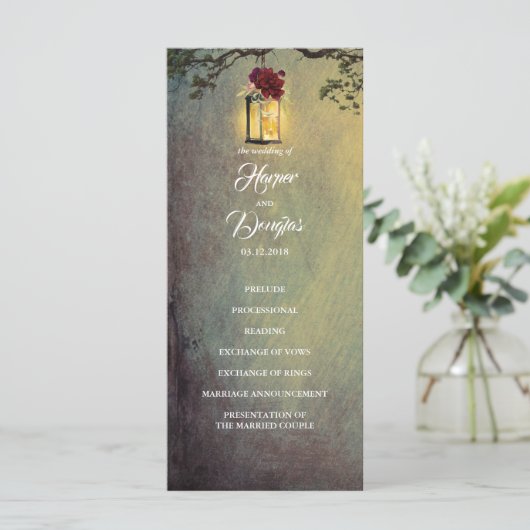 Hochzeitsprogramme mit roter Blumenlaterne Programm (Stehend Vorderseite)