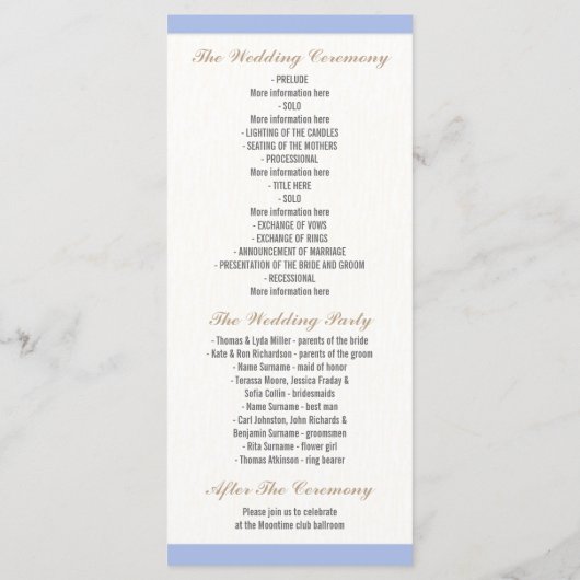 Hochzeitsprogramme mit Seestern Programm (Rückseite)