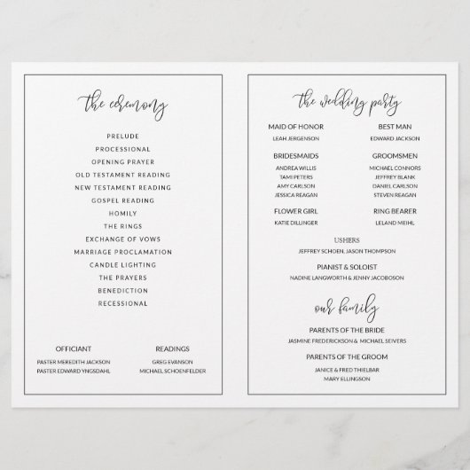 Hochzeitsprogramme Moderne Bounce Kalligraphie Bla (Rückseite)