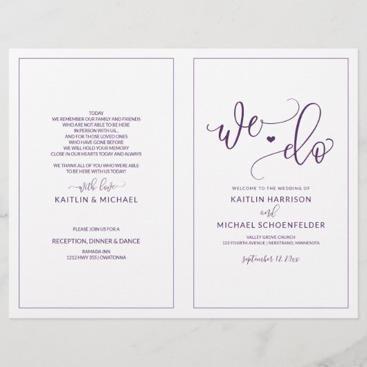 Hochzeitsprogramme Moderne Bounce Kalligraphie Pfl (Vorderseite)
