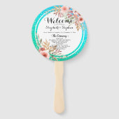 Hochzeitsprogramme Moderne rosa Aquamarine Goldpun Fächer (Vorderseite)