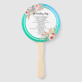 Hochzeitsprogramme Moderne rosa Aquamarine Goldpun Fächer (Rückseite)