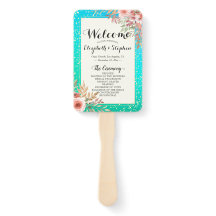 Hochzeitsprogramme Moderne rosa Aquamarine Goldpun