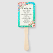 Hochzeitsprogramme Moderne rosa Aquamarine Goldpun Fächer (Rückseite)