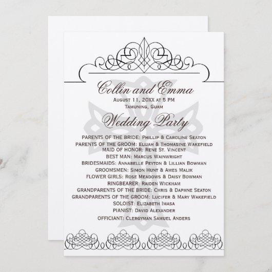 Hochzeitsprogramme Programm (Vorne/Hinten)