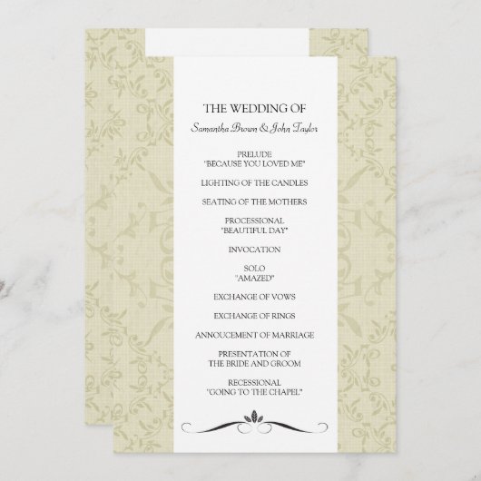 Hochzeitsprogramme Programm (Vorne/Hinten)