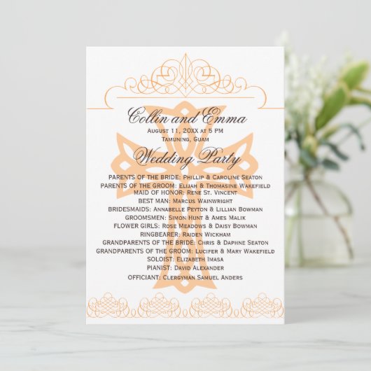 Hochzeitsprogramme Programm (Stehend Vorderseite)