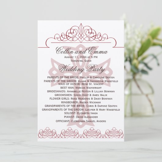 Hochzeitsprogramme Programm (Stehend Vorderseite)