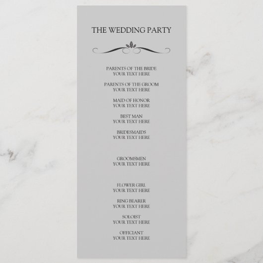 Hochzeitsprogramme Programm (Rückseite)