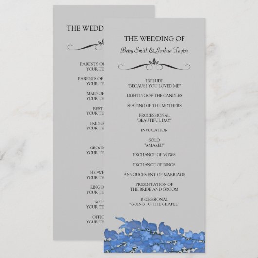 Hochzeitsprogramme Programm (Vorne/Hinten)