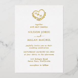 Hochzeitsprogramme Real Gold Foil Einladung