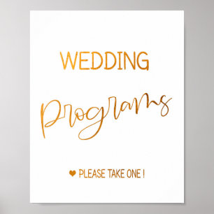 Hochzeitsprogramme Schild 8x10 Poster