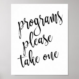 Hochzeitsprogramme Schwarz und Weiß 8x10 Zeichen Poster