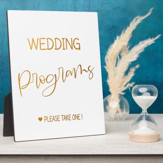 Hochzeitsprogramme signieren Gold Tabletop Plaque Fotoplatte (Seite)