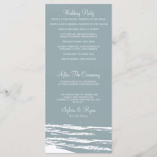 Hochzeitsprogramme von Dusty Blue Palm Tree Beach Programm (Rückseite)