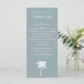 Hochzeitsprogramme von Dusty Blue Palm Tree Beach Programm (Stehend Vorderseite)