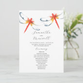 Hochzeitsprogramme Wasserfarbene Rote Libelle Einladung (Stehend Vorderseite)