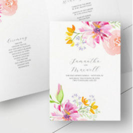 Hochzeitsprogramme Wasserfarbenflorale geklappt Programm