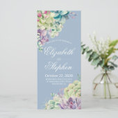 Hochzeitsprogramme Wasserfarbenkarte Sukkulente Pf Programm (Stehend Vorderseite)