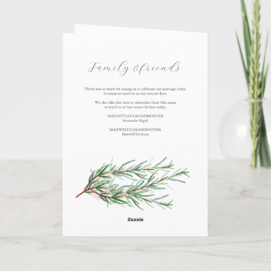 Hochzeitsprogramme Wasserfarbenrosemary geklappt Programm (Rückseite)