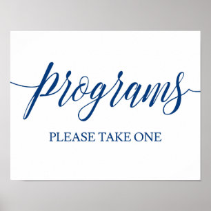 Hochzeitsprogramme Zeichen in Navy Blau Kalligrafi Poster