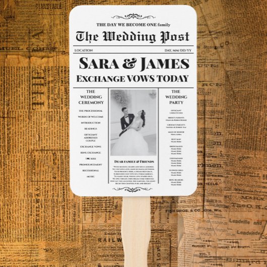 Hochzeitsprogramme Zeitung mit Timeline, Hochzeit Fächer