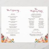 Hochzeitsprogrammhefte mit Herbstblumen, Orange Pi Flyer (Hinten)