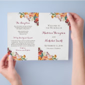 Hochzeitsprogrammhefte mit Herbstblumen, Orange Pi Flyer (Hand)