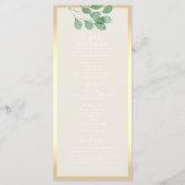 Hochzeitsprogrammkarte Greenery Gold Programm (Rückseite)