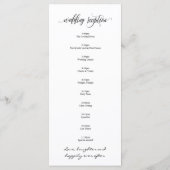 Hochzeitsprogrammkarte im modernen Design v4 Programm (Rückseite)