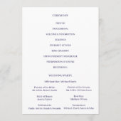 Hochzeitsprogrammkarte Navy Blau Gold Alkohol-Tint Programm (Rückseite)