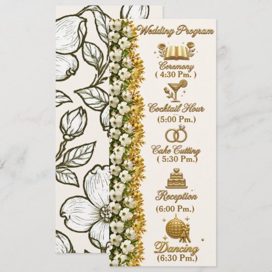 Hochzeitsprogrammkarte North Carolina Dogwood Programm (Vorne/Hinten)