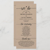 Hochzeitsprogrammkarte rustikales Kalligrafiedesig Programm (Vorne/Hinten)