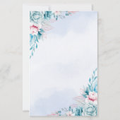 Hochzeitsprogrammkarte Türkis+Blumen+Hochzeitszere (Rückseite)