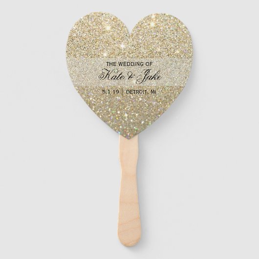 Hochzeitsprogrammlüfter - Gold Glitzer Fab Fächer (Vorderseite)