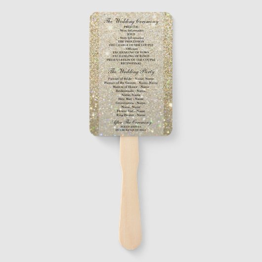 Hochzeitsprogrammlüfter - Gold Glitzer Fab Fächer (Rückseite)
