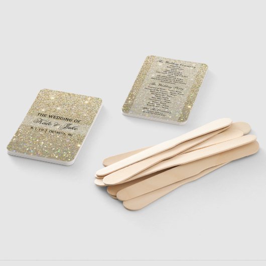 Hochzeitsprogrammlüfter - Gold Glitzer Fab Fächer (Non-assembled)