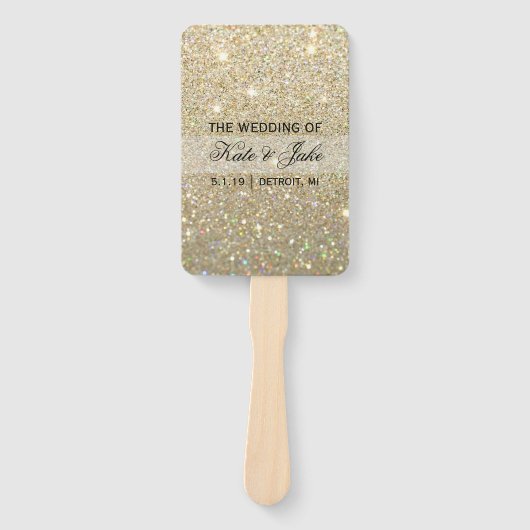 Hochzeitsprogrammlüfter - Gold Glitzer Fab Fächer (Vorderseite)