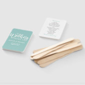 Hochzeitsprogrammlüfter - Pinselschrift mit türkis Fächer (Non-assembled)