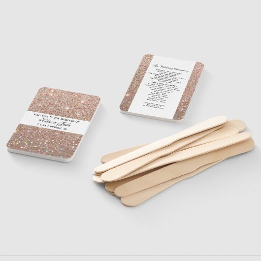 Hochzeitsprogrammlüfter - Rose Gold Glitzer Fab Fächer (Non-assembled)