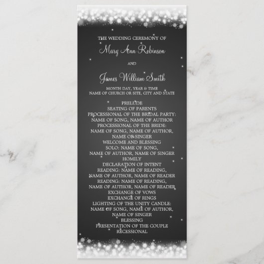 Hochzeitsprogrammmagie Sparkle Black Programm (Vorderseite)