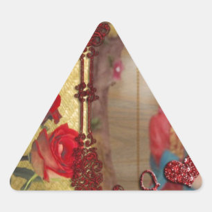 Hochzeitspuppe Portrait Grafik drucken Dreieckiger Aufkleber