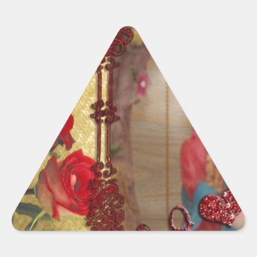 Hochzeitspuppe Portrait Grafik drucken Dreieckiger Aufkleber (Vorderseite)