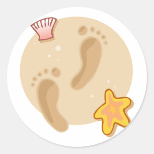 Hochzeitspuren am Strand Runder Aufkleber