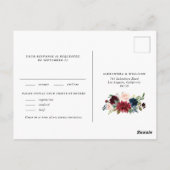 Hochzeitsrabatt für Wasserfarben Burgund und Blüte Postkarte (Rückseite)