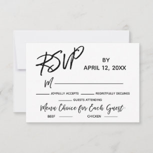 Hochzeitsrabatt Lässige Handschrift mit Menüauswah RSVP Karte