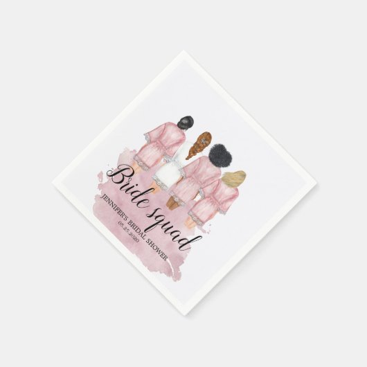 Hochzeitsrabe Brautparty Monogramm Serviette (Ecke)