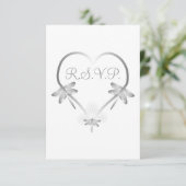 Hochzeitsradarkarte Silberdrachenfliegen Herz RSVP Karte (Stehend Vorderseite)